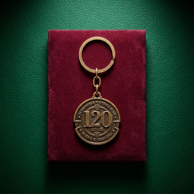 Chaveiro Fluminense Oficial 120 Anos Ouro Envelhecido - Sabiart