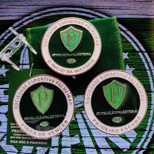 Combo 3 Moedas Colecionáveis Palmeiras Oficial + Brinde Moeda 108 anos de Verdão!