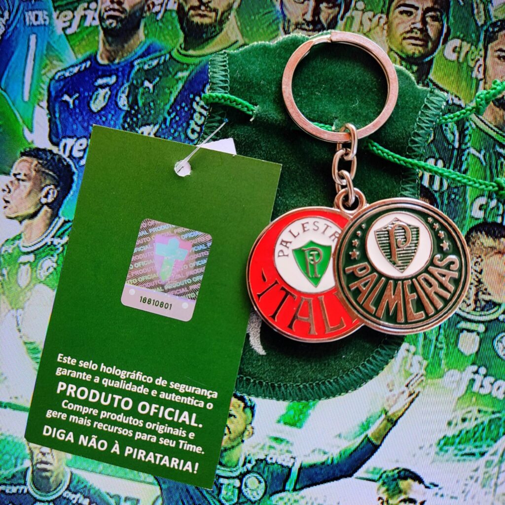 Chaveiro Palmeiras Oficial Campeoníssimo em metal e resina de alta qualidade.