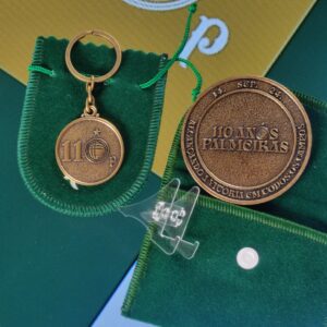 moeda e chaveiro palmeiras 110 anos