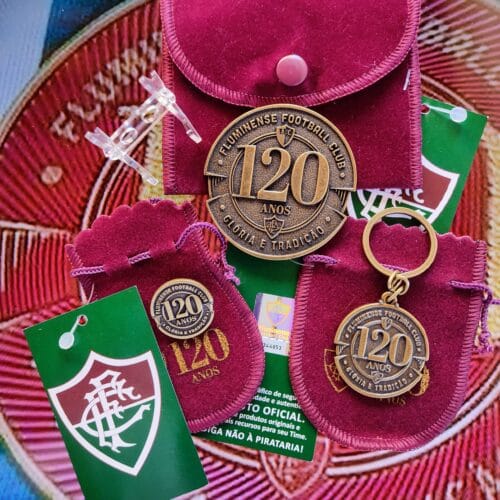 Combo Fluminense 120 Anos: Moeda, Chaveiro e Pin Oficiais | Edição Limitada