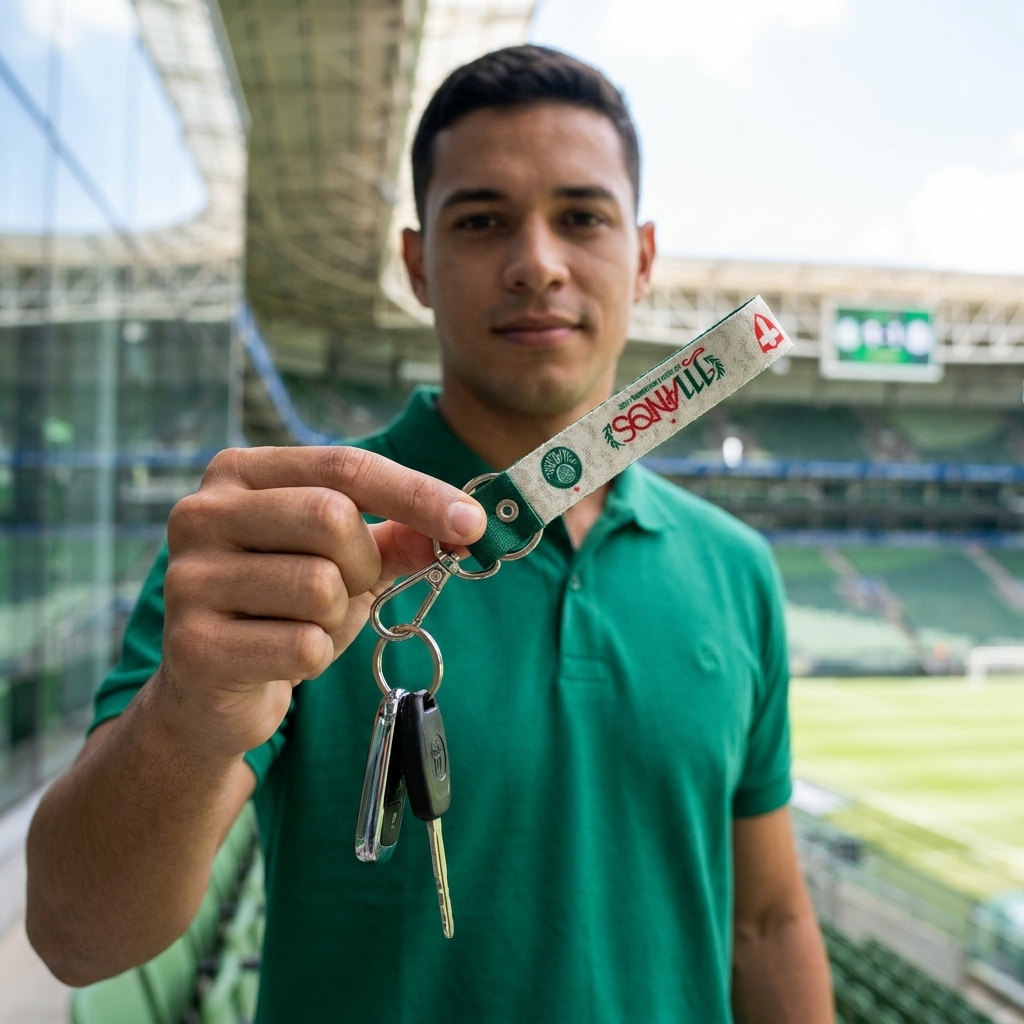 Chaveiro Palmeiras 111 Anos com Mosquetão Oficial - Imagem 2