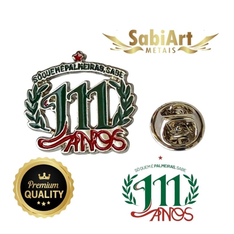 Pin Palmeiras Oficial 111 Anos prateado Edição Comemorativa Prateada