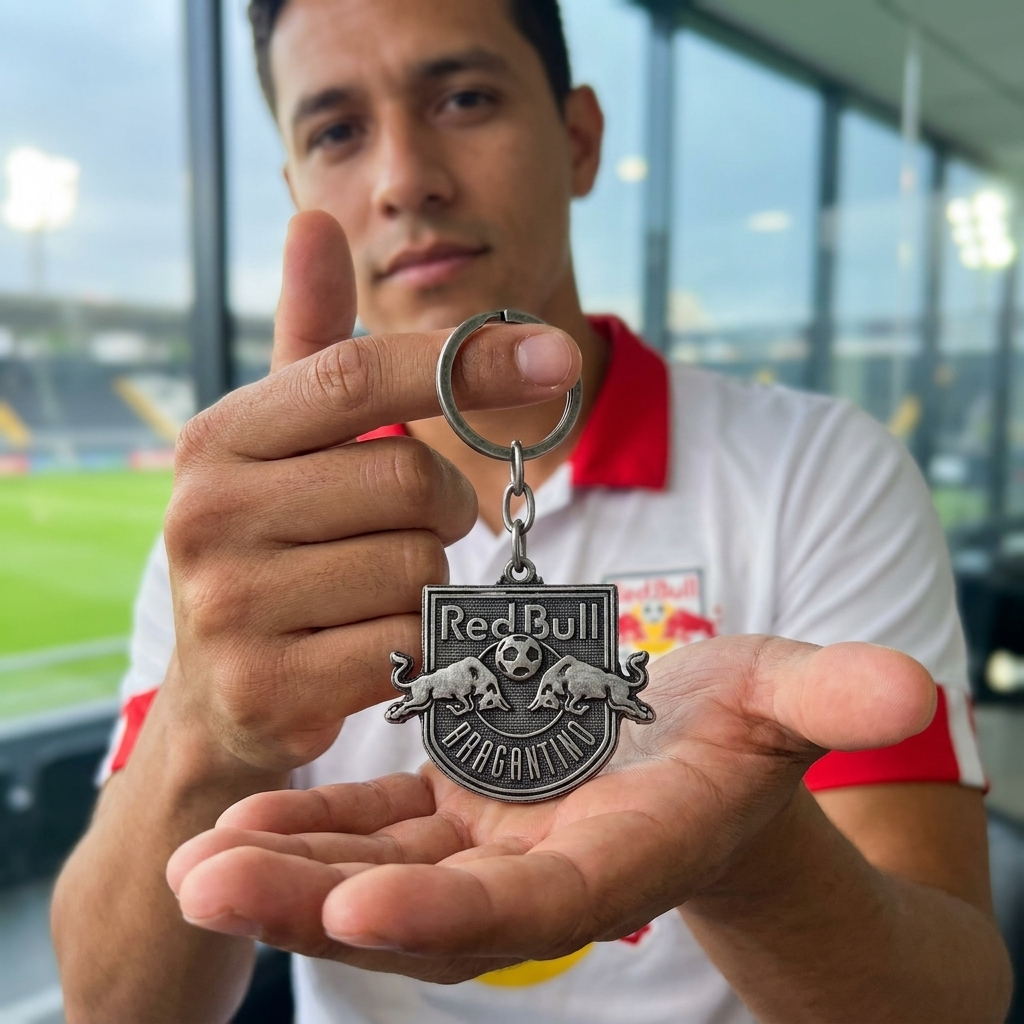 Chaveiro red bull bragantino preto fosco oficial | Sabiart - Imagem 3